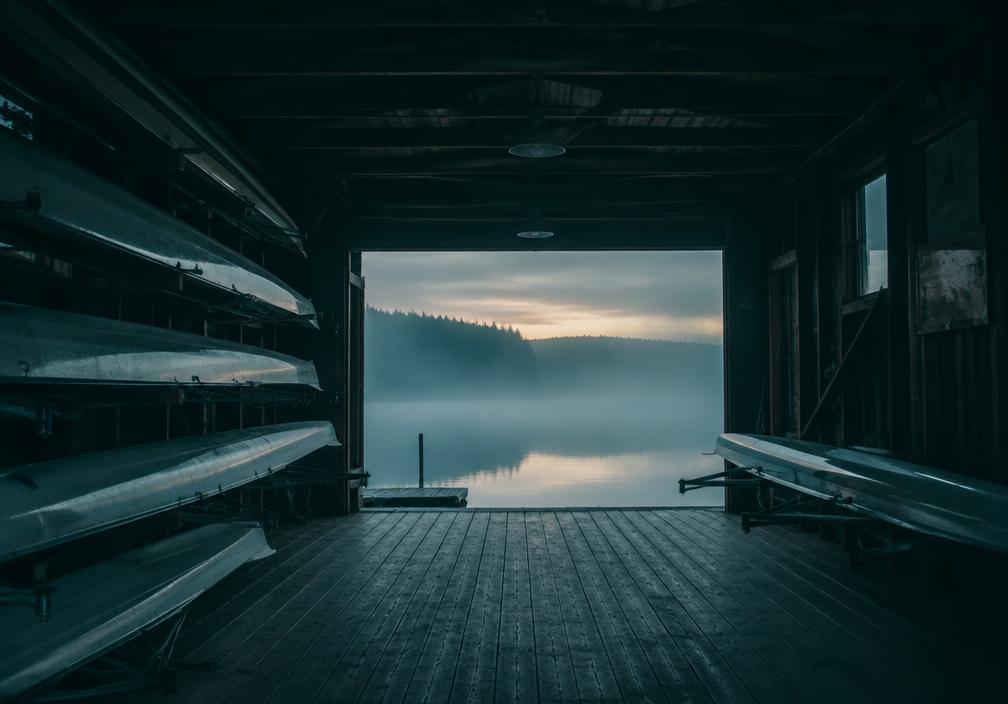 Boathouse at dawn